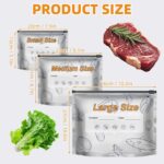 30 large LOPUY reusable Mylar food storage bags, standing upright, filled with various pantry items like beans and rice.