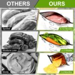 30 large LOPUY reusable Mylar food storage bags, standing upright, filled with various pantry items like beans and rice.