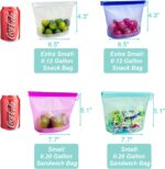 Set of four CuLiDing reusable silicone food storage bags in mixed colors, two snack and two sandwich sizes.