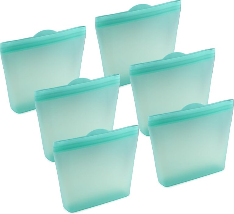 Home Logic Reusable Sandwich Bags - 6 Pool Blue Silicone Freezer Bags