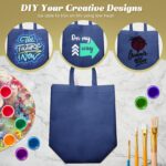 A stack of 100 navy blue reusable non-woven tote bags with handles, neatly folded and ready for use.