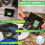 Ten black Smelly Proof reusable food storage bags, 6 by 4 inches, stacked neatly against a neutral background.